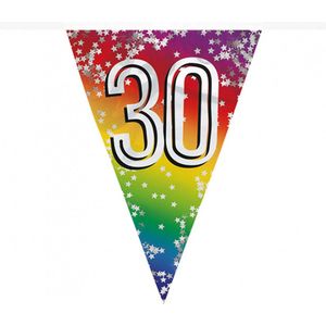 Feest vlaggenlijn ' 30 ' - 6 meter - 15 vlaggen - Multicolor - Verjaardag - Feest - Feestdagen
