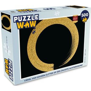 Puzzel Cirkel van gouden glitter op een zwarte achtergrond - Legpuzzel - Puzzel 500 stukjes