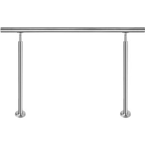 Aufun Trapleuning Roestvrij Stalen - 80cm - Leuning voor Binnen en Buiten - Trapleuningset met Montage - Trapleuningen voor Trap Balkon Terras Borstwering - Bar Railing Set - 0 Cross Braces