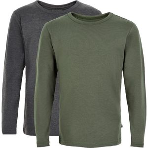 Minymo Longsleeves Basic Junior Katoen Groen/zwart 2 Stuks Maat 116