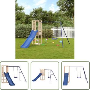 The Living Store Houten speeltoestel - Speeltoren met schommel en glijbaan - 237 x 321 x 169 cm