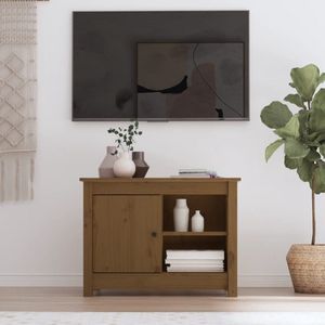 vidaXL Tv-meubel massief grenenhout honingbruin Tv-meubel - Houten Tv-meubel - Salontafel - Livingroom Furniture - Grenoble Houtsoort