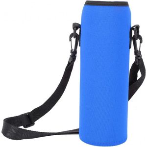 Waterfles draagtas - Thermische neopreen fleshouder met verstelbare schouderriem (Blauw)