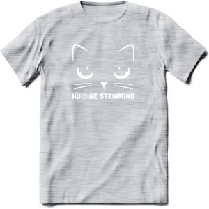 Huidige Stemming - Katten T-Shirt Kleding Cadeau | Dames - Heren - Unisex | Kat / Dieren shirt | Grappig Verjaardag kado | Tshirt Met Print | - Licht Grijs - Gemaleerd - 3XL