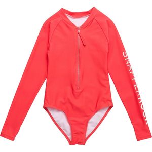 Snapper Rock - UV-badpak voor meisjes - Lange mouw - UPF50+ - Watermelon - Rood - maat 14 (149-155cm)