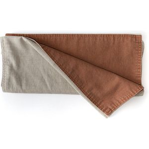 Dutch Rose Linen Tafelloper - 40x150cm - Dubbelzijdig Terracotta-beige