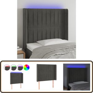 vidaXL Hoofdbord LED - Fluweel Donkergrijs - 83x16 cm Hoofdboard - Led Hoofdbord - Velvet Hoofdbord - Bedstee - Slaapkamervloer