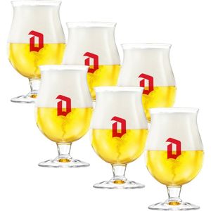 Duvel Bierglazen op Voet 33cl set van 6 stuks - Bier Glas 0,33 l - Bolle Vorm - 330 ml