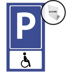 Pictogram/ bord aluminium | Parking invaliden | 27 x 50 cm | Gehandicapten | Voorbehouden | Gereserveerd | Parkeerplaats | Parkeren | Invalide | Invaliden | Invaliditeit | Hulpbehoevend | Rolstoel | Parkeersignalisatie | Roestvrij | 1 stuk