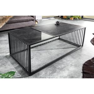 Design salontafel ARCHITECTURE 100cm zwart marmer gerookt glas metaal