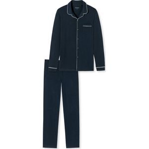 SCHIESSER Fine Interlock pyjamaset - heren pyjama lang interlock donkerblauw