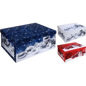 Pakket van 3x stuks witte kerstballen/kerstversiering opbergbox 51 cm