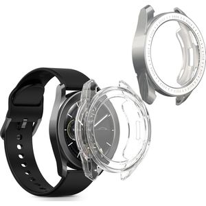 kwmobile 2x hoes geschikt voor Xiaomi Watch S3 hoesje - Cover van silicone - Hoesje voor activity tracker - In transparant / zilver