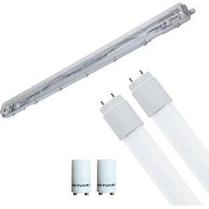 LED Waterdichte TL Armatuur met T8 Buizen - Velvalux Strela - 120cm - Dubbel - Koppelbaar - Waterdicht IP65 - 32W - Natuurlijk Wit 4200K