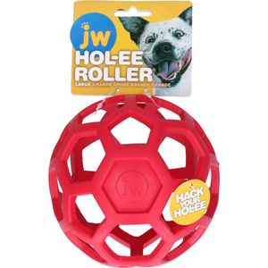 JW HOL-EE ROLLER – Hondenspeeltje - Hondenspeelgoed - Hondenbal - L - Ø 15 cm - Natuurrubber - Rood