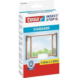 tesa Insect Stop Standard Vliegenhor voor Ramen - Insectenhor, raamhor - Met klittenband - Snij uw eigen horraam op maat - Muggenhor, antraciet, 130 cm x 150 cm || Velcro length 5.60m