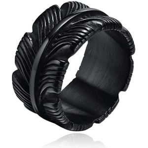 Mendes Jewelry Ring voor Mannen - Veer Zwart-21mm