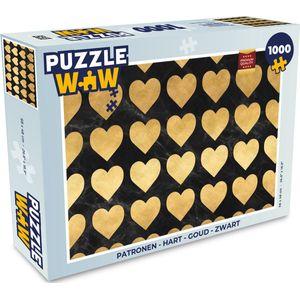 Puzzel Patronen - Hart - Goud - Zwart - Legpuzzel - Puzzel 1000 stukjes volwassenen