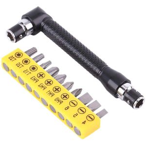 Hoekgreep Bits Houder 10 Batch Head Hoekschroevendraaier met 1/4 inch binnenzeskant dubbele kop