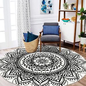Ronde tapijten, zacht, groot, antislip, wasbaar, katoenen tapijten voor kinderkamer, woonkamer, 160 cm