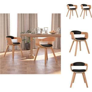 vidaXL Eetkamerstoel - Eetkamerstoelen - Eetzaalstoel - Eetzaalstoelen - Eetkamerstoelen 2 st gebogen hout en kunstleer zwart