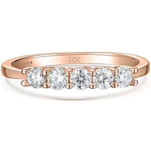 Quintella - 14k Roségouden 5 Stenen Moissanite Jubileumring