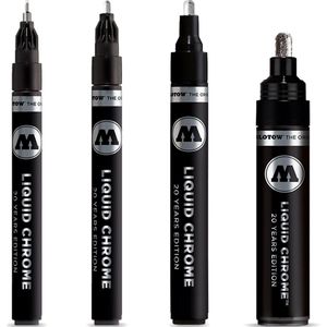 Molotow Liquid Chrome Marker Set - 1mm, 2 mm, 4mm & 5mm - Stift met zilver spiegeleffect