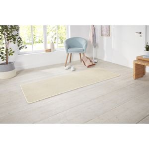 Flycarpets Loper Laagpolig Effen Uni Vloerkleed - Nasty - Creme 80x300 cm