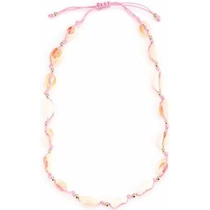 Bijoutheek Collier Schelpen Gold Balls Roze