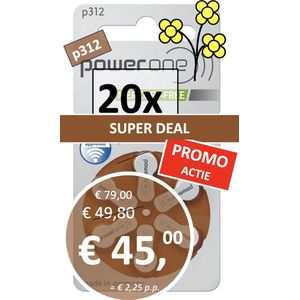 PowerOne p312 - PR41 - 20 pakjes - 120 batterijen