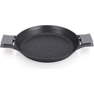 Royalty Line® MP40M Paellapan Inductie - Paella Pan Ø 40 cm - Met Afneembare Koudgrepen - Voor Alle Warmtebronnen - Oven-Vrij - Marmer Coating - Zwart