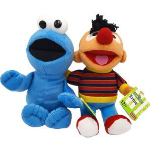 Sesamstraat Knuffel Voordeelset - Ernie en Koekiemonster - Fisher Price - Pluche - 27/30 cm