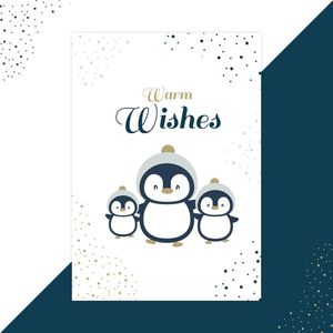 Kerstkaart pinguin set van 10 met omslagen - Lacarta