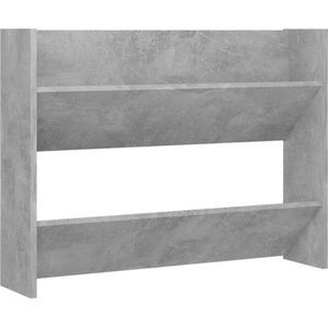 vidaXL - Wandschoenenkast - 80x18x60 - cm - bewerkt - hout - betongrijs