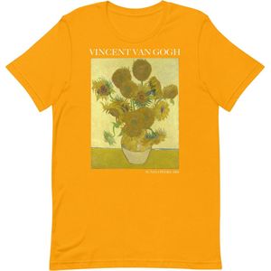 Vincent van Gogh 'Zonnebloemen' (""Sunflowers"") Beroemd Schilderij T-Shirt | Unisex Klassiek Kunst T-shirt | Goud | M