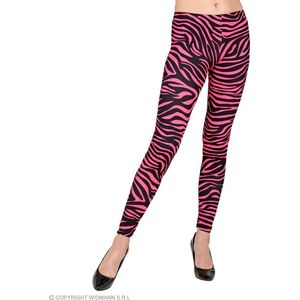 Widmann - Jaren 80 & 90 Kostuum - 80s Legging Rockster Popster Neon Roze Vrouw - Roze, Zwart - Small / Medium - Carnavalskleding - Verkleedkleding