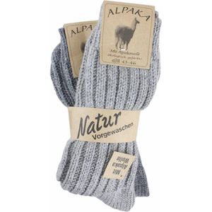 Without Lemon - Alpaca sokken - 2 Paar - Unisex - Grijs - Maat: 43-46 - Winter - Zacht & Warm - Comfort - Premium - Kerst - Cadeau