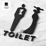 Deurbordje Toilet Fancy - WC bordjes - Man en Vrouw 3D - Hoogwaardig Acryl bord - Zelfklevend - WC Heren Dames - Pictogram - Deurbord - Toilet