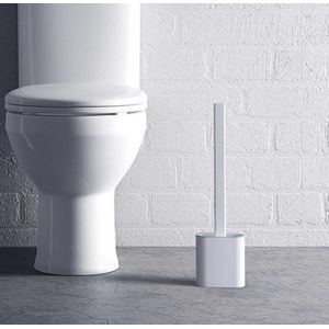 Easy clean - Flexible Siliconen wc borstel met houder - Gesloten onderkant - Ophangbaar - Vernieuwd design - Toiletborstel - Wit - WC borstel