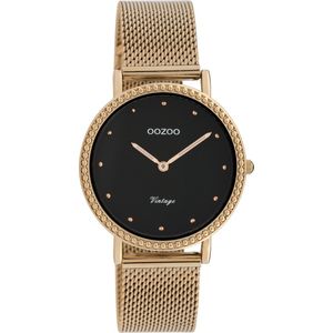 OOZOO Vintage series - rosé goudkleurige horloge met rosé goudkleurige metalen mesh armband - C20056 - Ø34