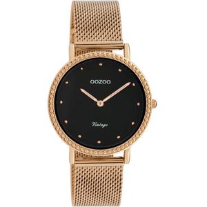 OOZOO Vintage series - rosé goudkleurige horloge met rosé goudkleurige metalen mesh armband - C20056 - Ø34