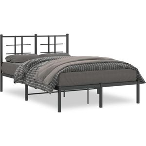 vidaXL-Bedframe-met-hoofdbord-metaal-zwart-120x190-cm