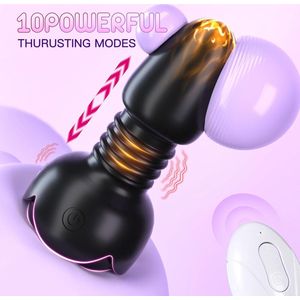 Prostaatmassager voor mannen met stootbuttplug, spraakgestuurde afstandsbediening, 5-in-1 vibrerende buttplug, dildo en vibrator met dubbele siliconen anale speeltjes, anale seksspeeltjes voor mannen.