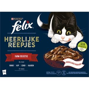 Felix - Heerlijke reepjes -  Farm selectie in saus - 12x80g