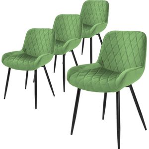 Set van 2 eetkamerstoelen met rugleuning & armleuning salie fluwelen bekleding met metalen poten ML design