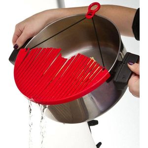 Afgietdeksel – Pannendeksel – Afgiet deksel – Keuken hulpmiddelen – Keuken tools – Rood - DisQounts
