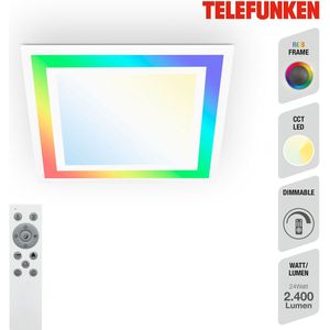 Telefunken FRAMELIGHT - LED Paneel - 318806TF - CCT-kleurtemperatuurregeling - incl. afstandsbediening - RGB Framelight - traploos dimbaar via afstandsbediening - memoryfunctie - IP20 - 25.000 uur - 44,5 x 44,5 x 6,3 cm