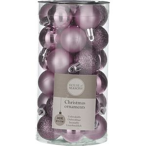 House of Season Kerstballen - 30st - kunststof - lila paars - 3cm