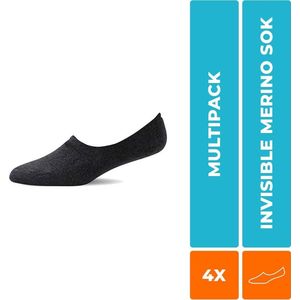 4-Pack Invisible Merino Sneakersokken S19 Cool Zwart - Unisex - Maat 35-38