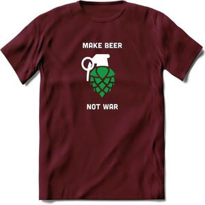 make beer not war Bier T-Shirt | Unisex Kleding | Dames - Heren Feest shirt | Drank | Grappig Verjaardag Cadeau tekst | - Burgundy - L